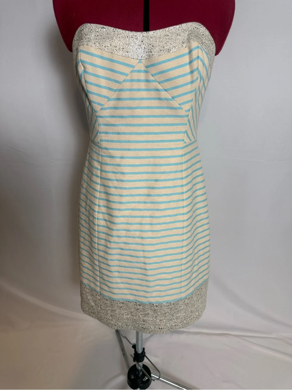 Lilly Pulitzer Remi Dress Women's Size 4 Strapless Blue Horizon Bayview Stripe - Picture 3 of 15